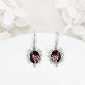 wholesale 925 Sterling Silver Black Onyx Red Rose Floral Leverback Earrings for Women-0-3