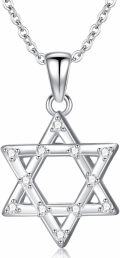 wholesale 925 Sterling Silver Cubic Zirconia Star of David Pendant Necklace for Women-0-0