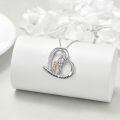 wholesale 925 Sterling Silver Father Daughter Heart Pendant Necklace With Cubic Zirconia I Love You Forever-0-2
