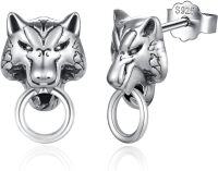 wholesale 925 Sterling Silver Wolf Head Stud Earrings for Women Girls  Ideas-Wolf