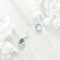 wholesale 925 Sterling Silver Green Opalite Moonstone Frog Leverback Drop Earrings Gift for Women Girls-0-4