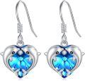 wholesale 925 Sterling Silver Blue Crystal Heart Dolphin Wave Stud Earrings for Women-0-0