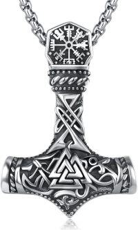 wholesale 925 Sterling Silver Viking Mjolnir Thors Hammer Pendant Necklace  Jewelry-Silver