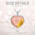 wholesale 925 Sterling Silver Heart-Shaped Pink Resin Dried Daisy Flower Pendant Necklace-0-5