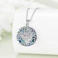 wholesale 925 Sterling Silver Blue Crystal Tree of Life Necklace - 20mm Pendant, 18 Chain-0-3