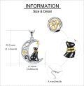 wholesale 925 Sterling Silver Crescent Moon & Cat with Ankh and Eye Pendant Necklace - Gifts for Her-0-2
