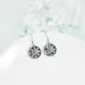 wholesale 925 Sterling Silver Viking Earrings Wholesale with VegvÃ­sir Compass and Abalone Shell Design Norse Jewelry for Women-0-2