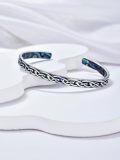 wholesale 925 Sterling Silver Abalone Shell Inlay Celtic Knot Bangle Bracelet  for Him Her-0-2