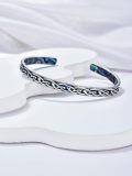 wholesale 925 Sterling Silver Abalone Shell Inlay Celtic Knot Bangle Bracelet  for Him Her-0-2