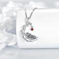 wholesale 925 Sterling Silver Owl Pendant Necklace with Red Crystal Gemstone Charm for Women's Gifts-0-4