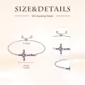 TOUPOP 925 Sterling Silver Birthstone Cross Heart Bracelet For Women-0-5