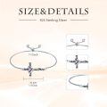TOUPOP 925 Sterling Silver Birthstone Cross Heart Bracelet For Women-0-5