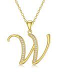 wholesale 14k Gold Initial X Script Letter Pendant Necklace With Moissanite For Women-0-0