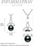 wholesale Tahitian Celtic Black Pearl Necklace For Women Sterling Silver Black Pearls Necklace Gifts For Sister Birthday Anniversary Jewelry Valentine Christmas Gifts For Women Wife Her -0-3