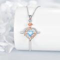 wholesale Sterling Silver Birthstones Rose Cross Heart Crucifix Pendant Necklace for Women-0-10