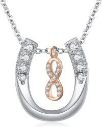 wholesale 925 Sterling Silver Infinity Horseshoe Pendant Necklace with Cubic Zirconia - Equestrian s for Women-horseshoe necklace C