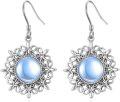 wholesale 925 Sterling Silver Blue Moonstone Round Cut Leverback Dangle Drop Earrings for Women-0-0