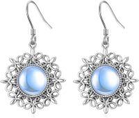 wholesale 925 Sterling Silver Blue Moonstone Round Cut Leverback Dangle Drop Earrings for Women-Boho Moonstone Earrings-01