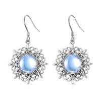 wholesale 925 Sterling Silver Moonstone Filigree Drop Earrings-Boho Moonstone Earrings-01