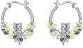 wholesale 925 Sterling Silver Cat Flower Huggie Hoop Earrings - Cute Animal  for Women-0-0