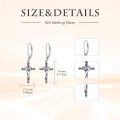 TOUPOP Sterling Silver Birthstone Heart Cross Dangle Drop Earrings-0-5
