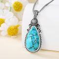 wholesale Sterling Silver Turquoise Vintage Native Western Birth Flower Pendant Necklace for Women-0-40