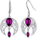 wholesale Sterling Silver Crystal Celtic Moon Dangle Earrings Birthstone Gift-0-18