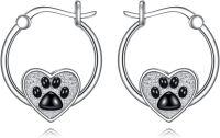wholesale 925 Sterling Silver Heart-shaped Dog Paw Print Hoop Earrings for Women and Girls-Paw Print