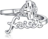 wholesale 925 Sterling Silver Animal Ring Highland Cow Panda Snake Koala Adjustable Open Ring for Women Christmas Birthday Gift-Cross Faith