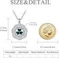 wholesale 925 Sterling Silver Heart-Shaped Emerald Shamrock Pendant Necklace for Women - Celtic Knot Design Irish  Set 43cm Chain Length-0-4