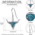 wholesale 925 Sterling Silver Turquoise Bull Head Western Drop Earrings for Women-0-3
