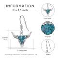 wholesale 925 Sterling Silver Turquoise Bull Head Western Drop Earrings for Women-0-3