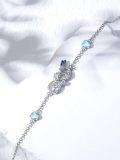 wholesale 925 Sterling Silver Dragonfly Lotus Heart Blue Crystal Bracelet-0-3