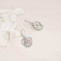 wholesale 925 Sterling Silver Heart-shaped Cat and Girl Hug Pendant Leverback Drop Earrings Gift for Her-0-3