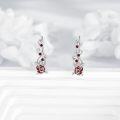 wholesale 925 Sterling Silver Red Garnet Floral Vine Studs Earrings-0-4