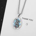 wholesale 925 Sterling Silver Saint Michael Archangel Turquoise Oval Pendant Necklace-0-2