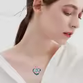 TOUPOP Sterling Silver Crystal Rose Flower Love Heart Necklaces Jewelry Gifts-0-2