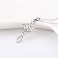 wholesale 14K Gold Celtic Knot Cross Infinity Heart Love Pendant Necklace for Women Girls  (Silver)-0-5