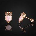 wholesale Rose Gold 925 Sterling Silver Pink Stone Owl Stud Earrings - Cute Animal Jewelry for Women-0-2
