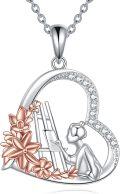 wholesale 925 Sterling Silver Floral Guitarist Pendant Necklace for Women Christmas Gift-0-0