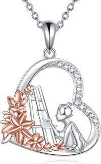 wholesale 925 Sterling Silver Floral Guitarist Pendant Necklace for Women Christmas Gift-Artist