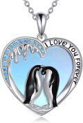 wholesale 925 Sterling Silver Heart-Shaped Penguin Love Forever Pendant Necklace - Gifts for Her-0-0