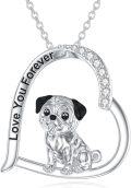 wholesale 925 Sterling Silver Love You Forever Pug in Heart Pendant Necklace for Women's Gifts-0-0