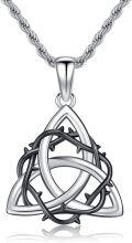 wholesale 925 Sterling Silver Triquetra Pendant Necklaces for Men & Women Celtic Knot s 36 Chain-0-0