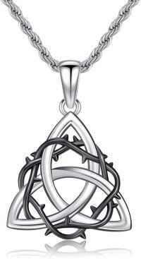 wholesale 925 Sterling Silver Triquetra Pendant Necklaces for Men & Women Celtic Knot s 36 Chain-A01-Celtic and Thorn