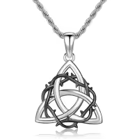wholesale 925 Sterling Silver Triquetra Pendant Necklaces Wholesale for Men & Women Celtic Knot s 36 Chain-A01-Celtic and Thorn
