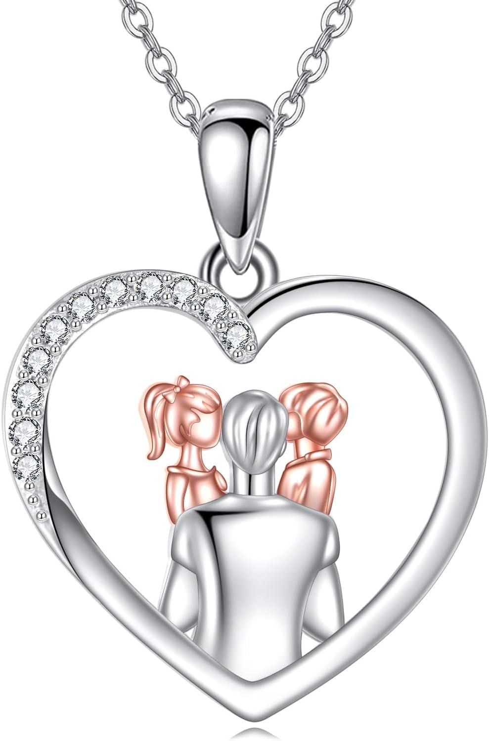 wholesale 925 Sterling Silver Blue Crystal Heart Pendant - Always My Father Forever Friend Necklace for Dad Gifts-0-1