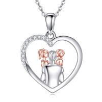 wholesale 925 Sterling Silver Heart Pendant with Family Figure Design - Father & Daughter Necklace Gift for Mom-06-Father Daughter Son Necklace
