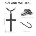 wholesale  Black Plated Mens 3mm Cuban Link Necklace with Cross Pendant (24) -0-3