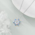 wholesale 925 Sterling Silver Snowflake Blue Crystal Pendant Necklace for Women Gifts-0-1